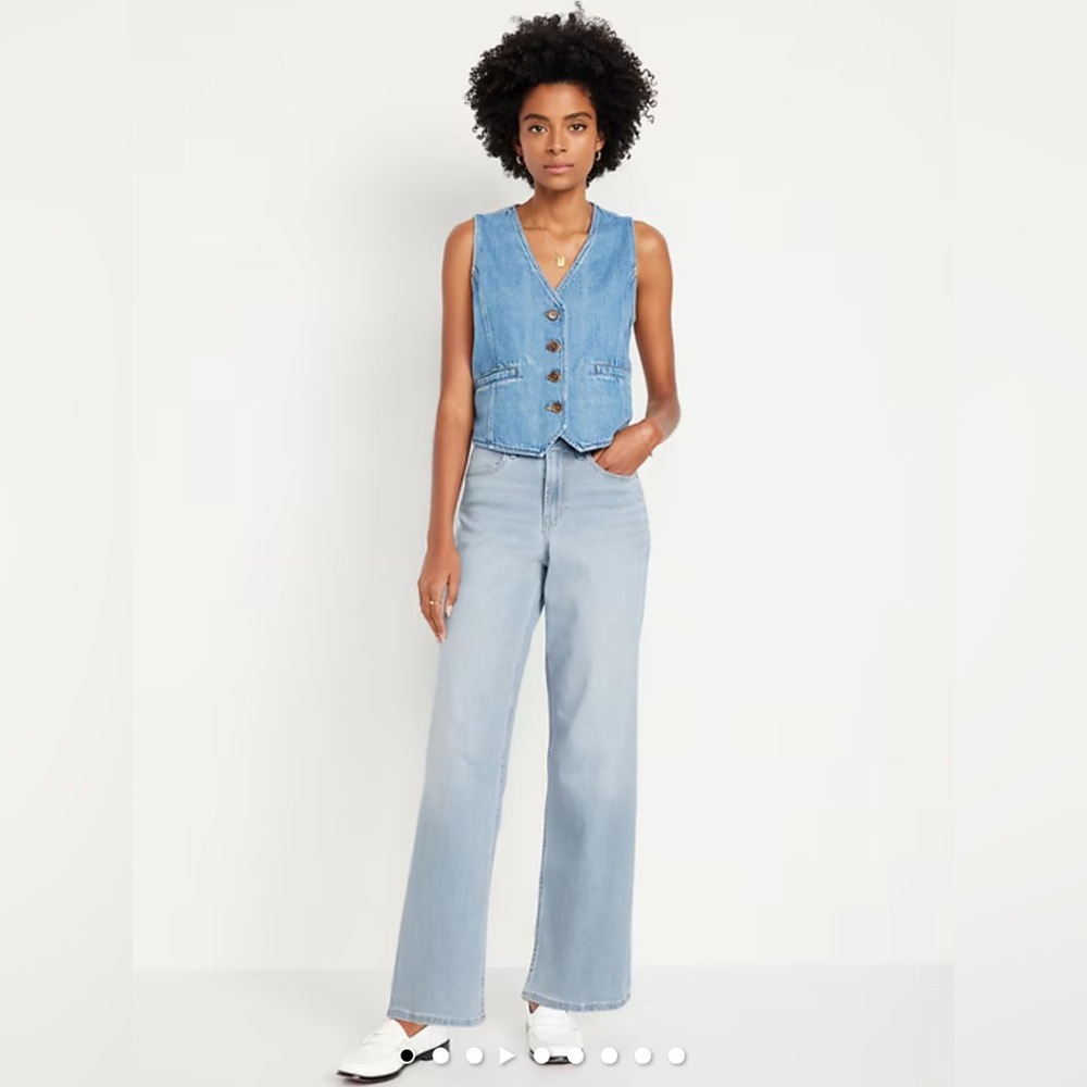 🆕 Old Navy Women's High-Waisted Wow Wide-Leg Jeans Light Wash 10 Regular M - Picture 5 of 16